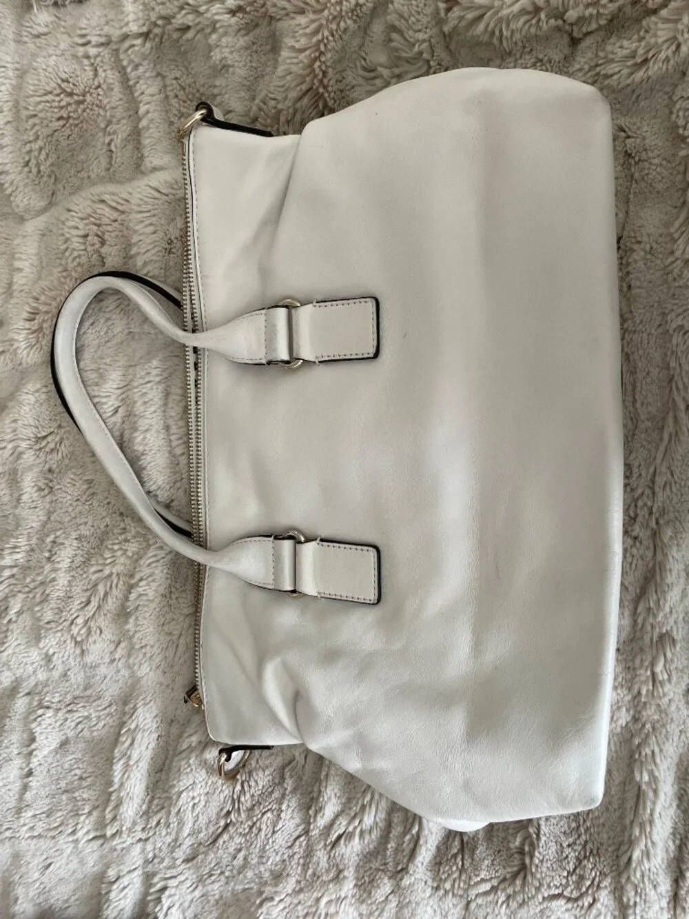 Kate Spade Hampton Road Janie Bag White Leather Satchel Shoulder Bag